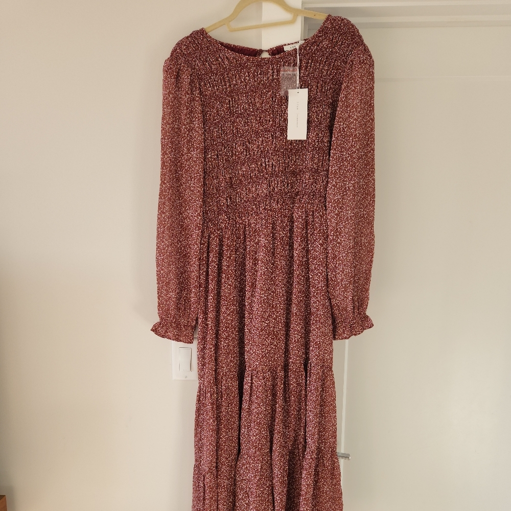 Lush clothing, Sylvie Floral Shirred Midi Dress - Extra Large